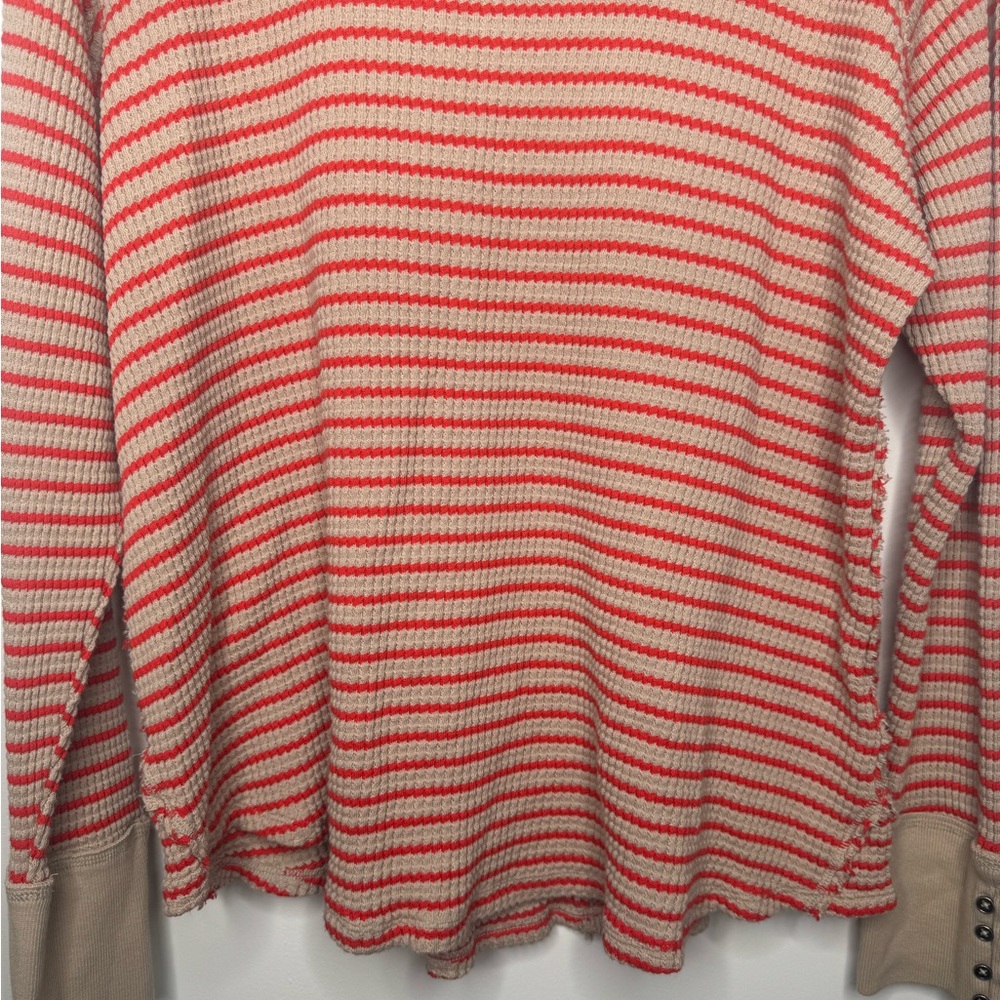 Torrid Red Beige Striped Waffle Knit Thermal Long Sleeve Top women's 4X boho - Picture 4 of 8